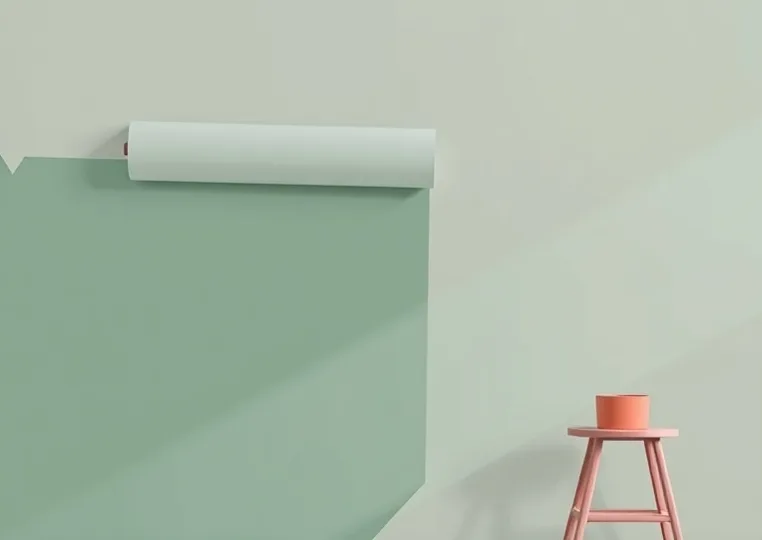 Pose de papier peint, rouleau et brosse à maroufler
